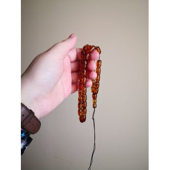 Pressed Amber Islamic Rosary Misbaha Gift for Muslim Worship