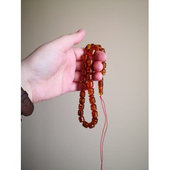 Muslim tasbih Prayer rosary with pressed amber beads