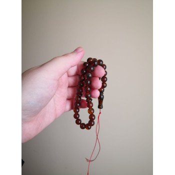 Amber Islamic Rosary 33 Beads Pressed Handmade
