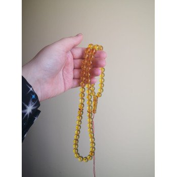 Pressed amber rosary - Tasbih travel gift idea