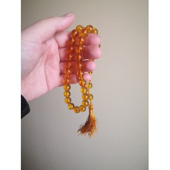 33 Pressed Amber Beads Islamic Rosary Misbaha