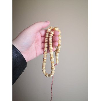 White Amber Pressed Beads for Spiritual Reflection