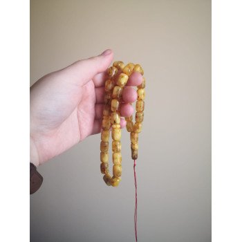 Pressed Amber Islamic Prayer Rosary Gift for Men