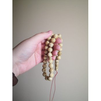 White amber rosary with pressed beads for Ramadan gift