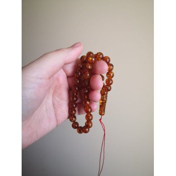 Pressed Amber Rosary Islamic Gift for Prayer