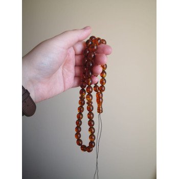 45 Islamic Prayer Rosary from Pressed Amber