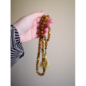 Pressed amber rosary Islamic mindfulness tool