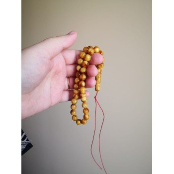 Pressed Amber Islamic Beads 33 Count