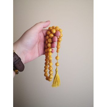 Pressed Amber Islamic Rosary Misbaha Gift for Mindfulness