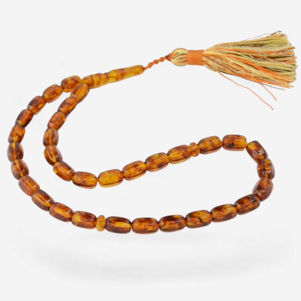 Elegant Pressed Amber Rosary Tesbih Gift for Him-Amber rosaries-Home