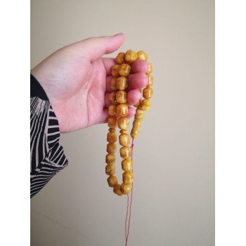 Pressed Amber Islamic Rosary Misbaha Gift for Muslim Faith
