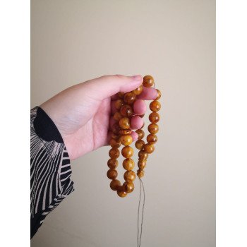 Unique amber prayer rosary gift - Pressed beads