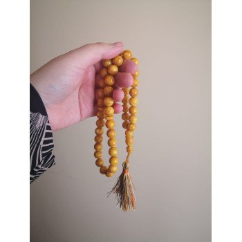 Prayer beads rosary with 45 pressed amber