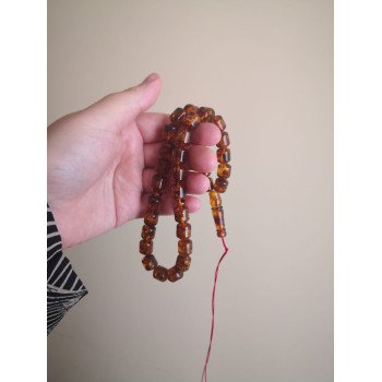 Pressed Baltic amber tasbih for women