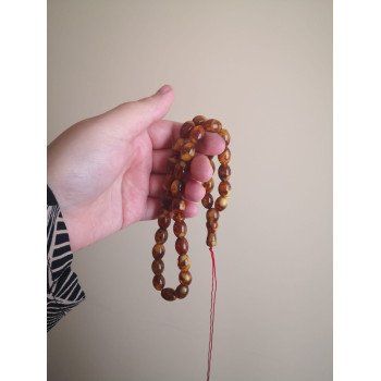 Elegant pressed amber rosary beads