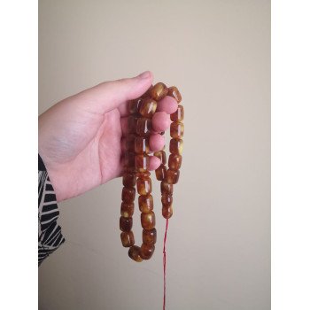 Pressed amber rosary - Shahada gift tasbih