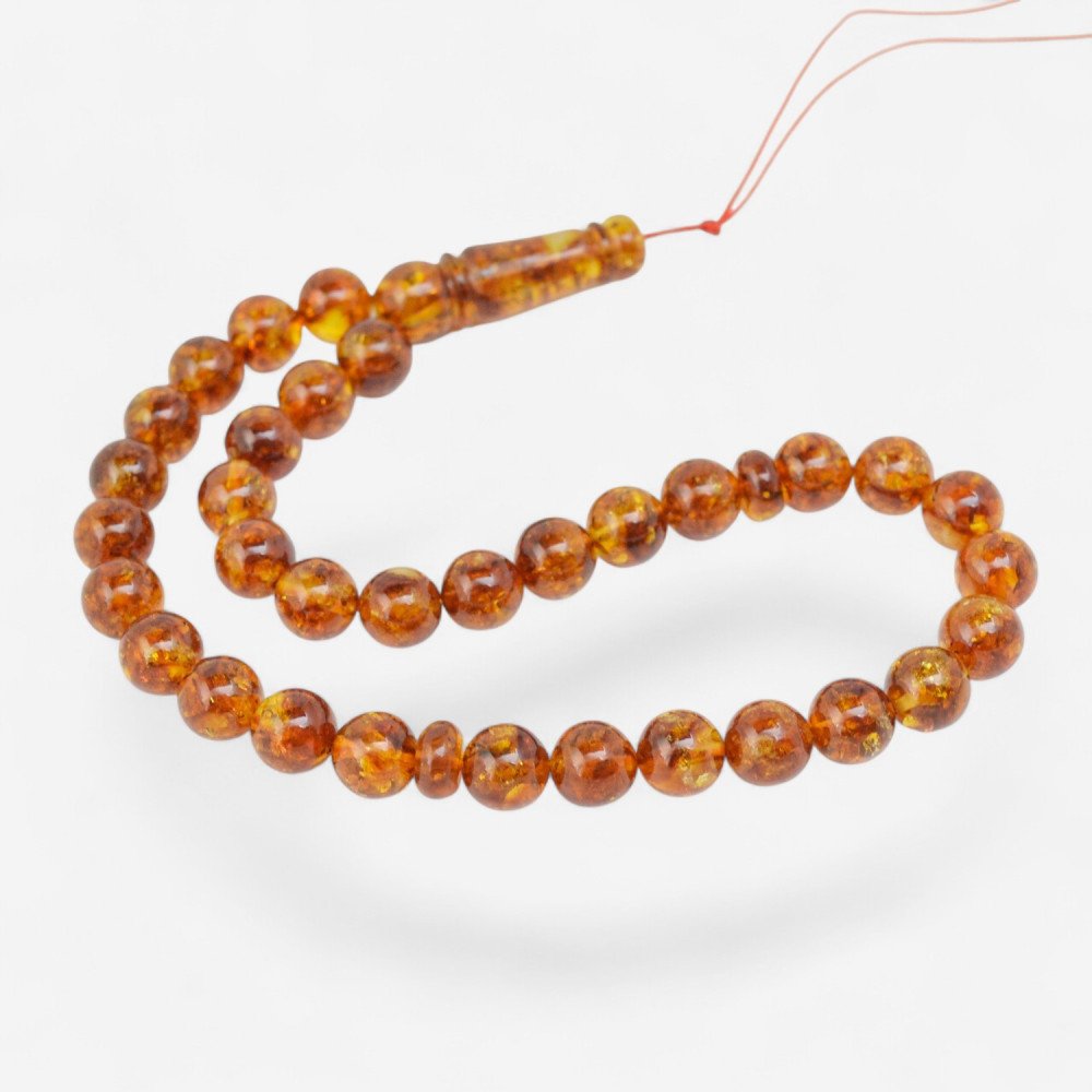 Islamic rosary with 33 amber beads for prayer-Islamic Prayer rosary-Amber rosaries