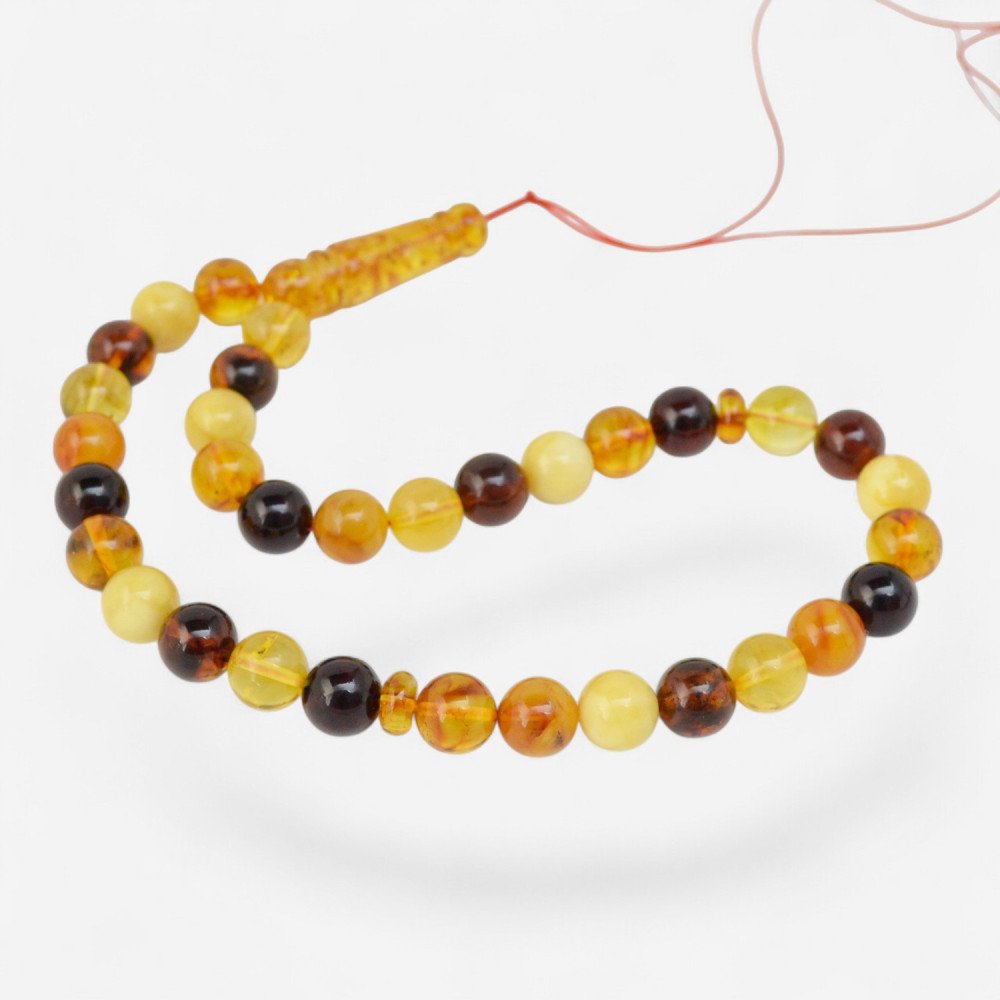 Multicolor Amber misbaha - pressed amber rosary-Islamic Prayer rosary-Amber rosaries