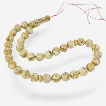 Polished resin prayer beads tasbih with pressed amber-Islamic Prayer rosary-Amber rosaries