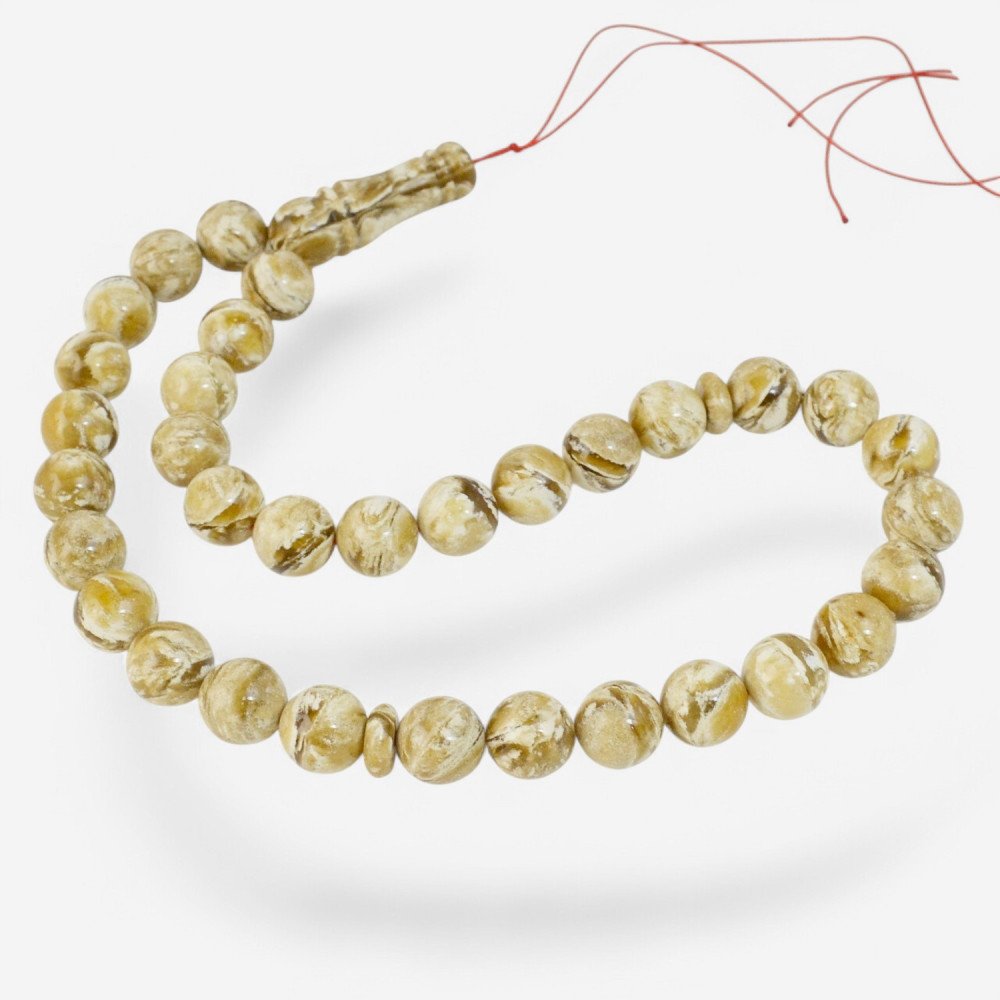 Polished resin prayer beads tasbih with pressed amber-Islamic Prayer rosary-Amber rosaries