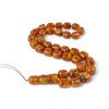 Shiny pressed damla prayer beads with Baltic amber-Islamic Prayer rosary-Amber rosaries