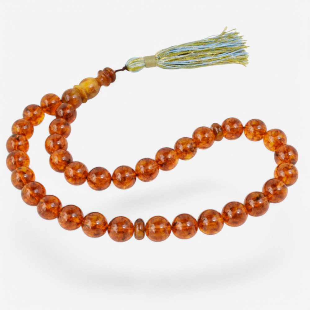 Pressed amber rosary with islamic amber prayer beads-Islamic Prayer rosary-Amber rosaries