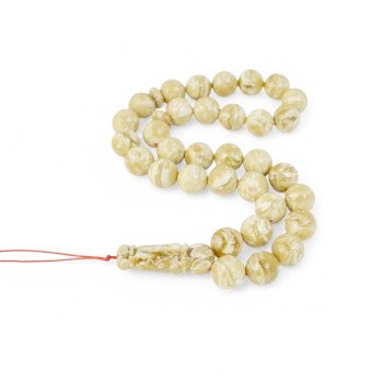 White amber rosary with pressed beads for Ramadan gift-Islamic Prayer rosary-Amber rosaries