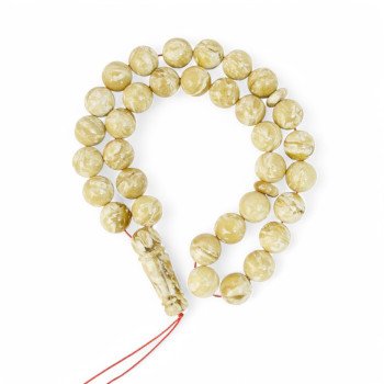 White amber rosary with pressed beads for Ramadan gift-Islamic Prayer rosary-Amber rosaries